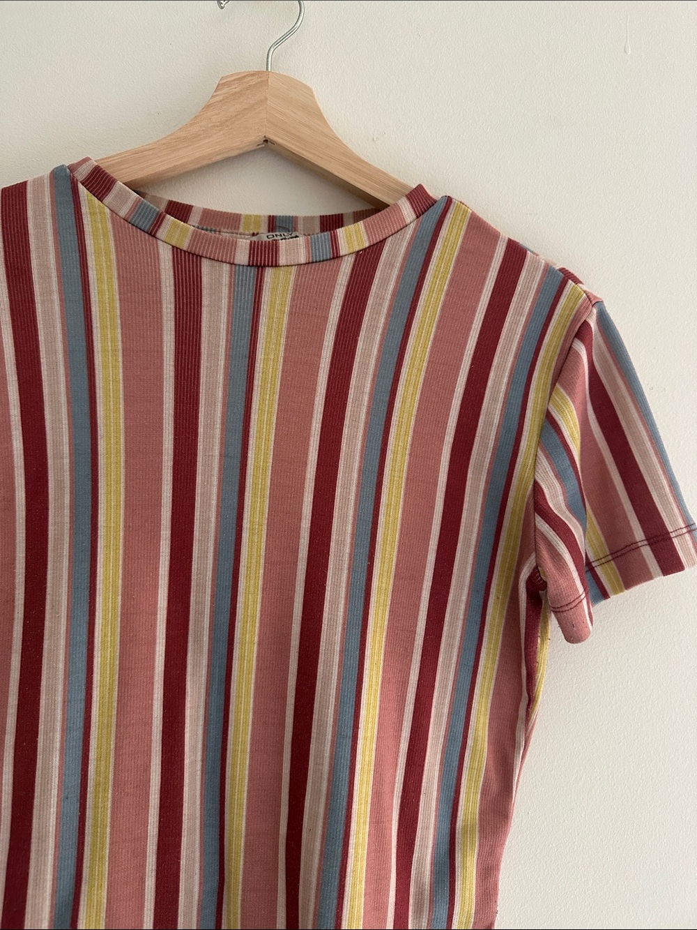 Only Striped Short Sleeve Tee in Pink, Yellow, Green, Blue